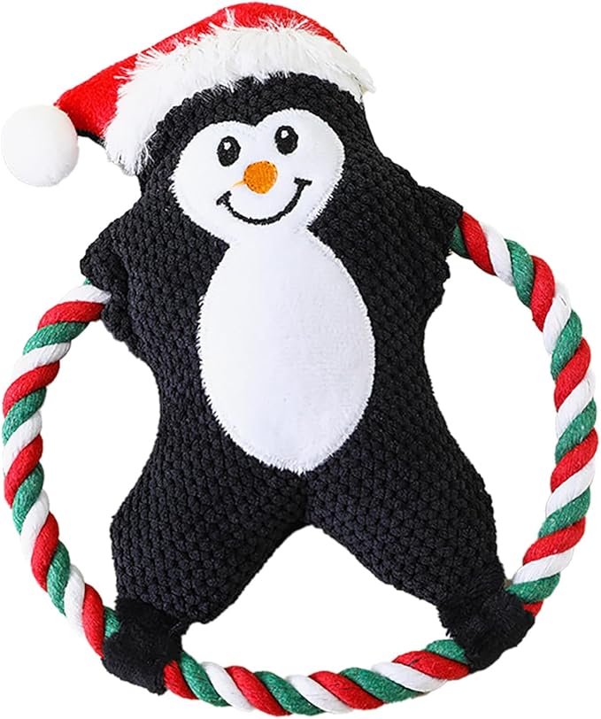 Squeaky Plush Dog Toys for Anxiety Relief & Teeth Maintenance | Cute Cartoon Interactive Stuffed Toy for Dogs/Cats | Trusted Chew - Strong Material, Portable Pet Plaything (Black)