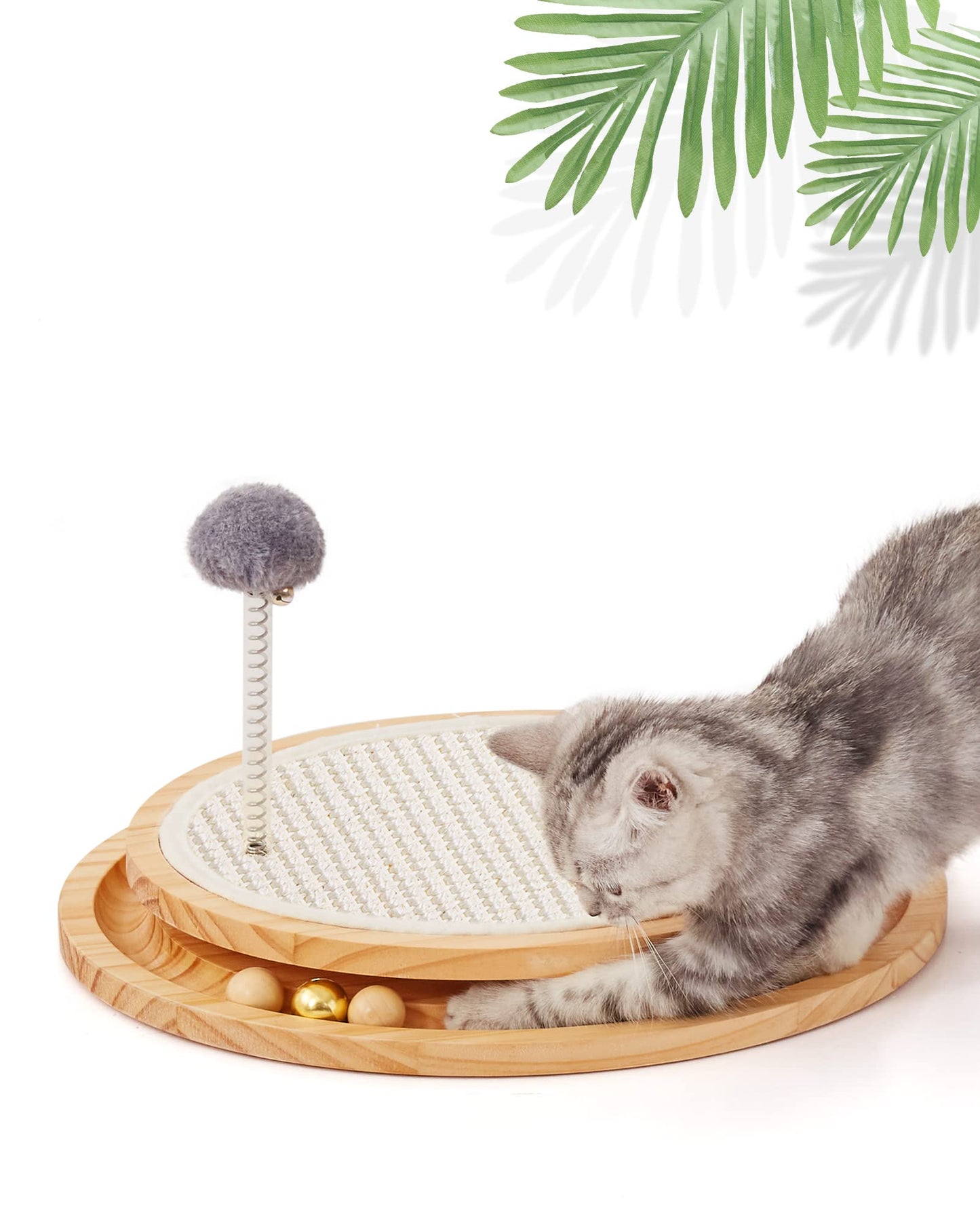 Interactive sisal cat scratcher with ball track - image 1