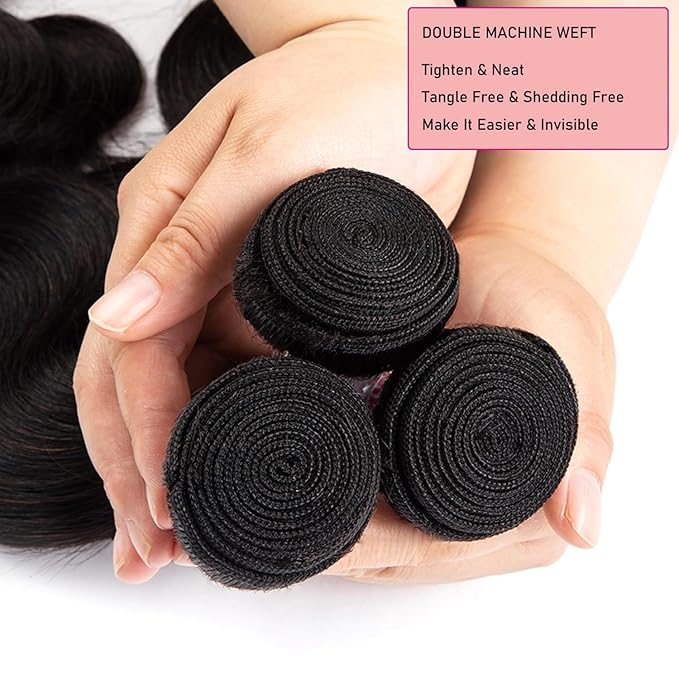12A Human Hair Bundles Body Wave Bundles Human Hair 3 Bundles 26 26 26 Inch 100% Unprocessed Brazilian Virgin Hair 300g/Pack Real Human Hair Extensions Natural Black