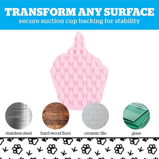 BigMouth Cupcake Silicone Lick Mat for Dogs and Cats, Slow Feeder Enrichment Pad, Dishwasher Safe Anxiety Relief Toy