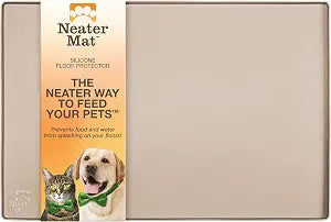 Neater Pet Brands Neater Mat Pet Mats for Food and Water, Cat & Dog Bowl Mat Waterproof Silicone, Feeding Tray, Dog Food Mats for Floors, Placemat w/Raised Edge for Under Bowls, 24" x 16", Cappuccino