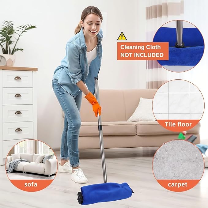 Pet Hair Remover Carpet Rake X 2 Reusable Rubber Broom with Squeegee for Sweeping Pet Hair Removal Tool 59" Long Handle Cat and Dog Hair Remover for Rugs, Carpet, Hardwood Floor, Tile