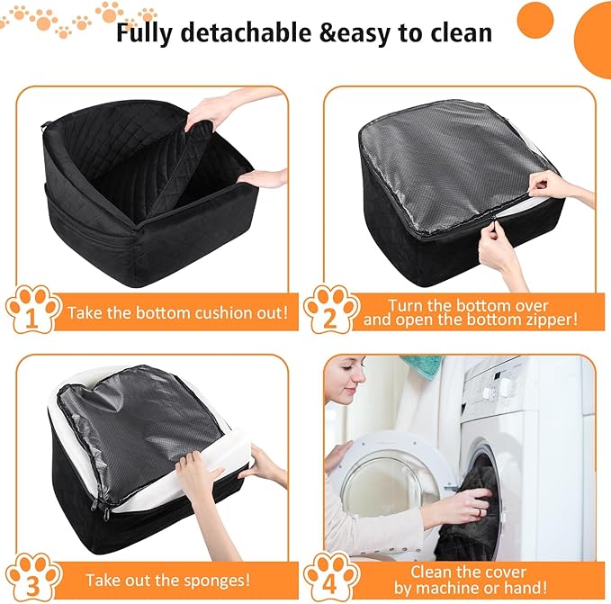 Dog Car Booster Seat for Small & Medium Dogs – Washable, Safe & Comfortable (Under 30 lbs)