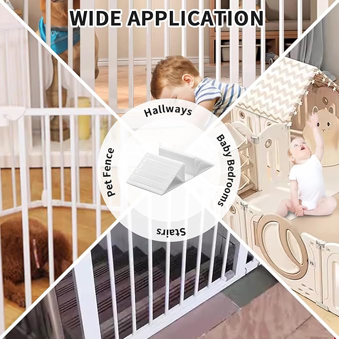 Hamiledyi 10 Pcs Support Feet for Pet Gate Plastic Triangular Isolation Fence Reinforcement Accessories Pet Gate Fence Support Feet for Configurable Wood Dog Gate Doggie Guardrail, White