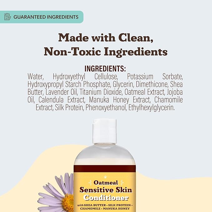 Natural Dog Company Sensitive Skin Dog Shampoo Gallon 128 oz Oatmeal Hypoallergenic Formula with Aloe, Manuka Honey & Chamomile Soothes Itchy, Dry, Flaky Skin Groomer & Multi-Dog Household Size
