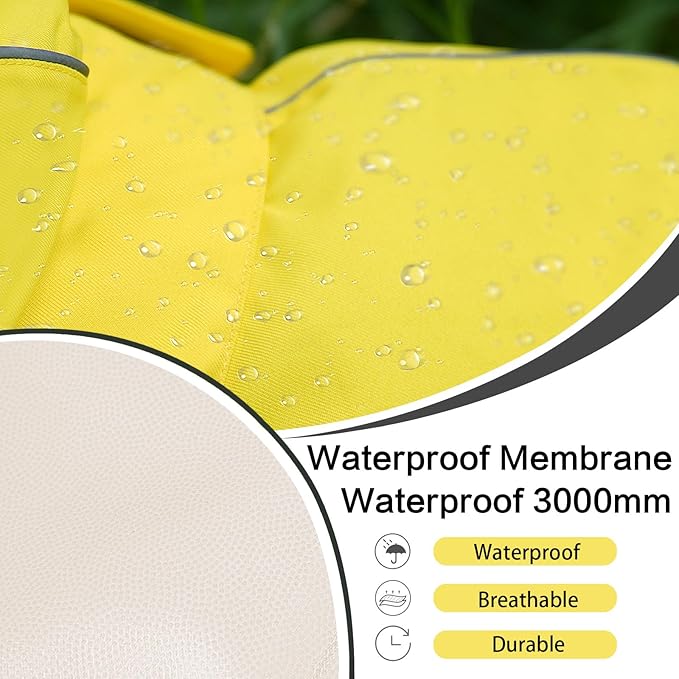 Waterproof Dog Raincoat, Adjustable Lightweight Dog Rain Jacket with Reflective Strip Leash Hole for Small Medium Large Dogs (Yellow, Small(9-13lb))