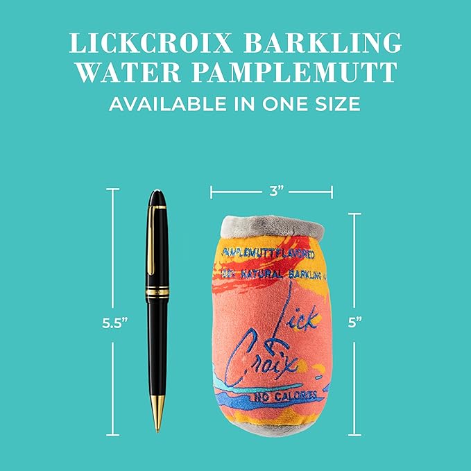 Haute Diggity Dog LickCroix Barkling Water Pamplemutt, Plush Designer Dog Toys with Interactive Squeaker, Stimulating Pet Enrichment, One Size