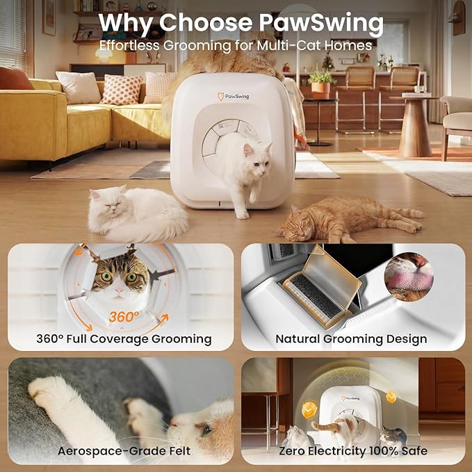 Cat Self Groomer Neo for Hairball Control and Shedding Relief 360° Skin Friendly Brush Pet Hair Remover Tool Gentle Self Cleaning Automatic Fur Collection Smart Grooming House for All Cats