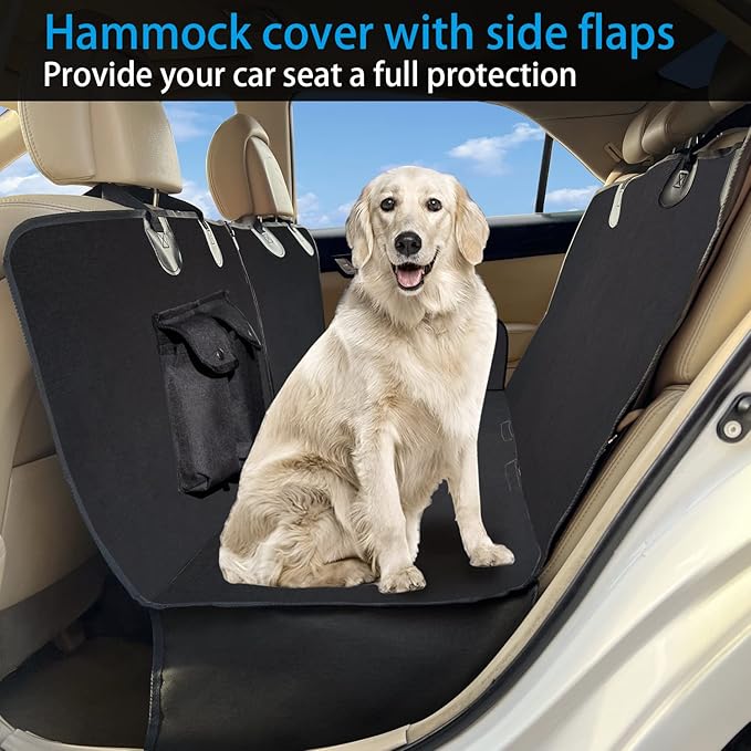 Waterproof Dog Car Seat Cover for Back Seat,Heavy Duty Back Seat Pet Cover for Dogs with Hard Bottom, Non-Slip & Scratchproof Dog Hammock for Car SUV & Truck