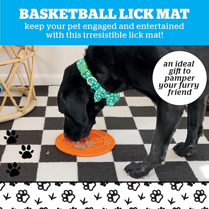 BigMouth Basketball Silicone Lick Mat for Dogs and Cats, Slow Feeder Enrichment Pad, Dishwasher Safe Anxiety Relief Toy