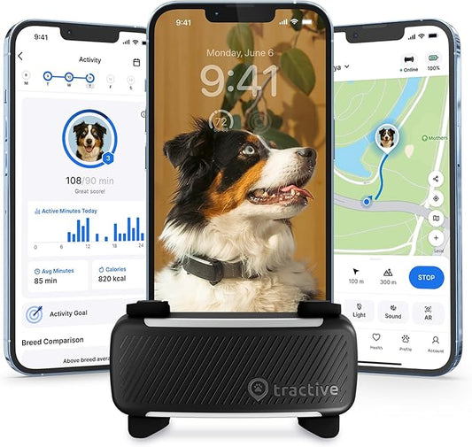 Tractive Smart Dog GPS Tracker – Live Tracking, Vital Signs & Bark Monitoring, Waterproof