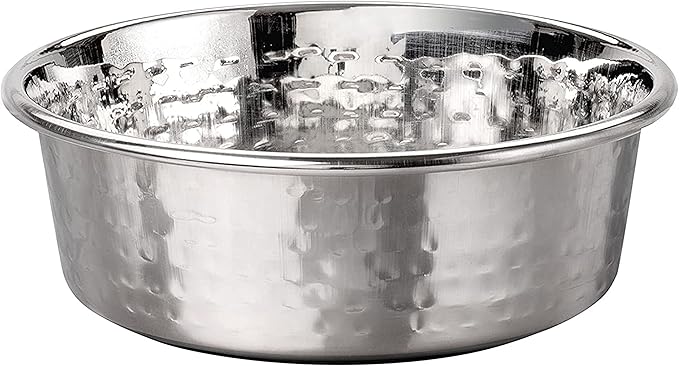 Neater Pet Brands Hammered Decorative Designer Bowls - Luxury Style Premium Dog and Cat Dishes (Small, Stainless)