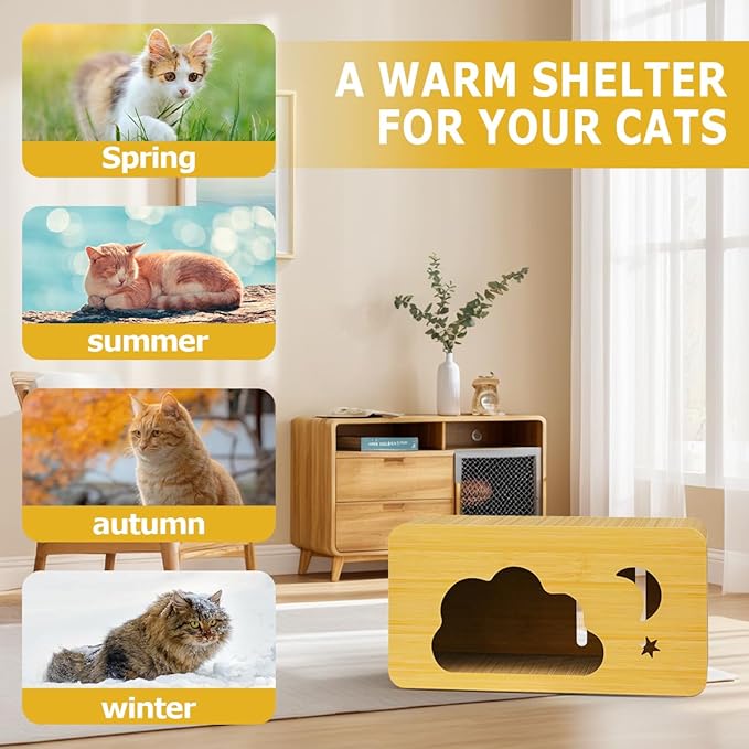 Cardboard Cat Scratcher House for Indoor Cats,2 in 1 Cardboard Cat House Durable and Sturdy Cat Scratching Post Cat Scratching Board Cat Scratchers for pet to Scratch, Rest and Play, Easy to Assemble