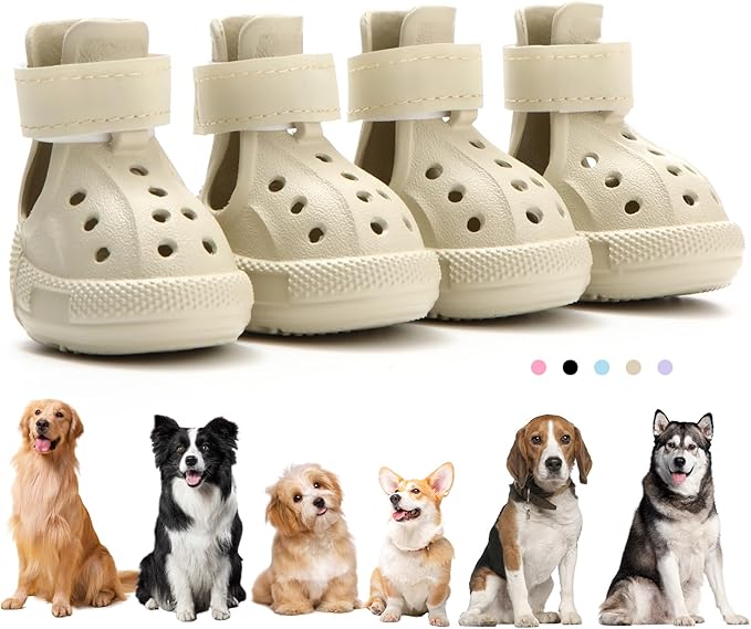 Dog Boots for Hot Pavement & Snow, Waterproof Non-Slip Dog Shoes with Reflective Straps, Adjustable Pet Booties for Small to Large Dogs, Outdoor Paw Protection, 4Pcs