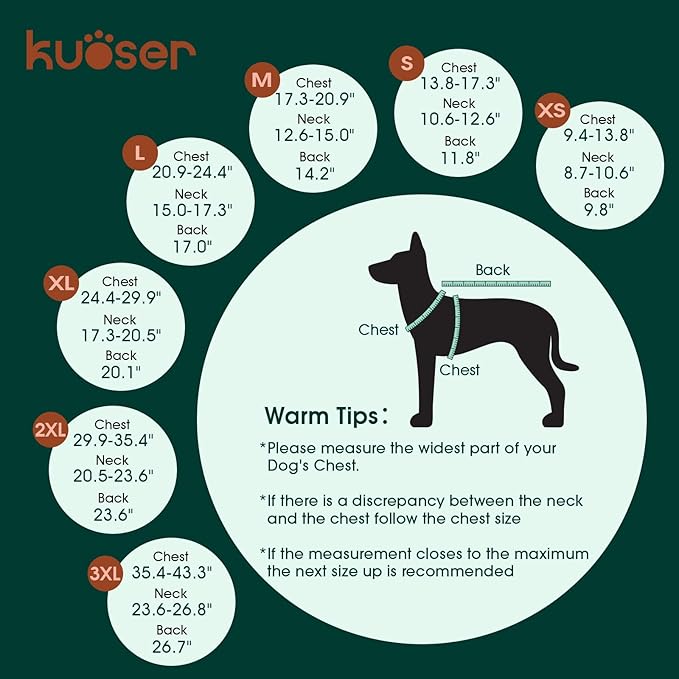 Kuoser Dog Winter Coat, Reversible Waterproof Dog Jacket with Reflective Strip, Warm Dogs Fleece Vest Adjustable Doggy Cold Weather Clothes Plaid Christmas Outfit Pet Apparel for Large Dogs, Black XL