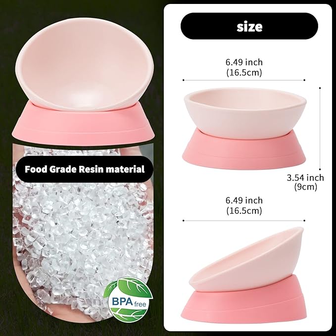 DZXZY French Bulldog Food Bowl, Slanted Tilted Pug Dog Bowl,Non-Slip Pet Feeder for Frenchie, Shih Tzu, Flat Faced Small Dogs, Puppies,Cat(Green, M -2 Cup)