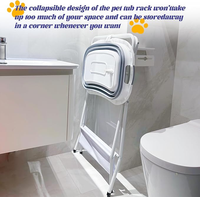 Pet Dog Booster Bath Elevated Dog Bathing Tub，Collapsible Foldable Portable Shower Bathtub for Small Dogs Cats Pet Washing Station for Grooming, Indoor and Outdoor