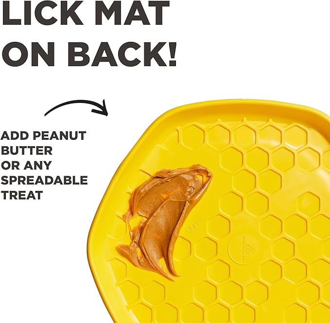 PROJECT HIVE ·PET COMPANY· - Hive Frisbee for Dogs - Dog disc - Great for Fetch - Includes a Lick mat on Back - Floats in Water, Smooth Glide - Made in The USA