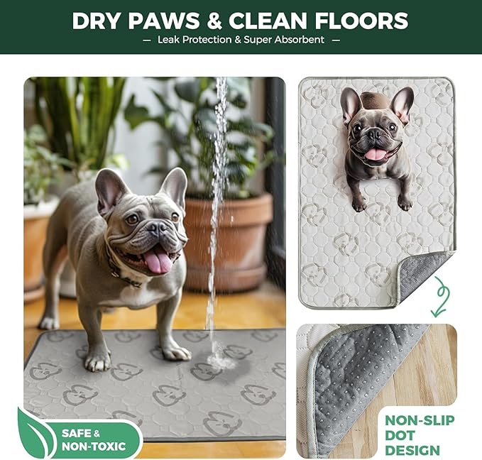 FXW Washable Pee Pads for Dogs, Puppy Pads with Super Absorbent, Specifically Designed for 48inch Cages, 29" x 47" Rectangle, Khaki, 1 Pack