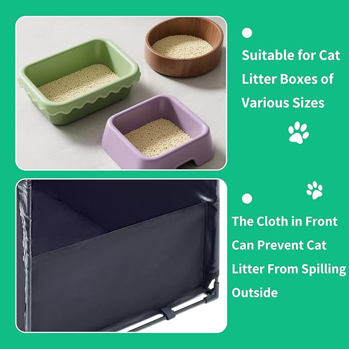 Extra Large Cat Litter Box Enclosure–Big Covered Litterbox with High Front Splash Guard, Waterproof&Portable Litter Box Cover for Indoor Cats,Kittens,Multiple Pets (Large)