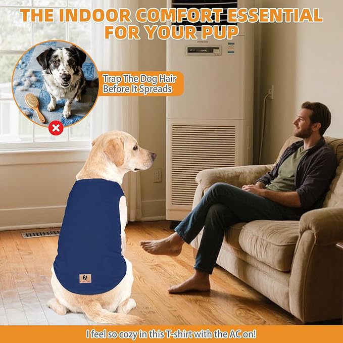 KOOLTAIL Boy Dog Clothes for Large Dogs, 2 Pack Cotton Fall/Winter Warm Dog T Shirts Coats for Outdoor, UV & Insect Protection Anti-Hair Loss & Lightweight Pet Vest Tank Tops Apparel,Blue&Grey,3XL