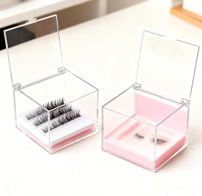 KissYou Acrylic Box Clear Boxes with Lid Transparent Display Square Cube 2Pieces Storage Organizer Containers for Wedding Cake,Candy
