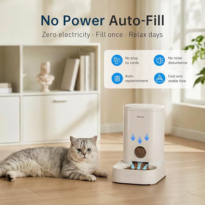 PAWGETHER® Gravity Cat Feeder, Self-Dispensing Dog Food Dispenser, Pet Food Station 1 Gallon/3.5L Capacity Automatic Pet Feeder Cat & Dog Food Bowl, Easy to Fill