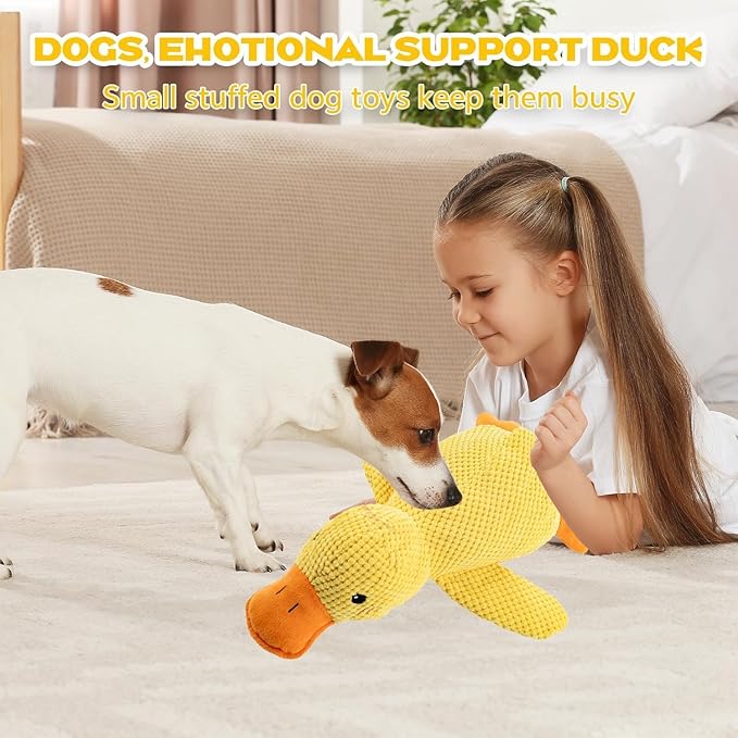 The Mellow Ducks Calming Pillow, Mellow Dog Calming Duck, 2025 New Yellow Duck Dog Toy, Dogs Ducks Toy with Quacking Sound for Indoor Dogs