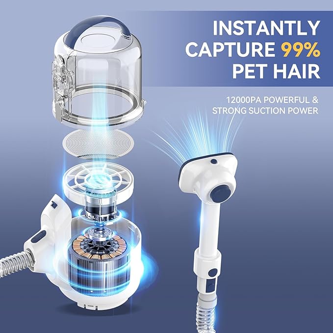Dog Grooming Kit - 2.5L Large Capacity Dog Vacuum with Clippers, Deshedding Brush, Cleaning Tools, Ultra-Quiet Pet Vacuum for Dogs - P50