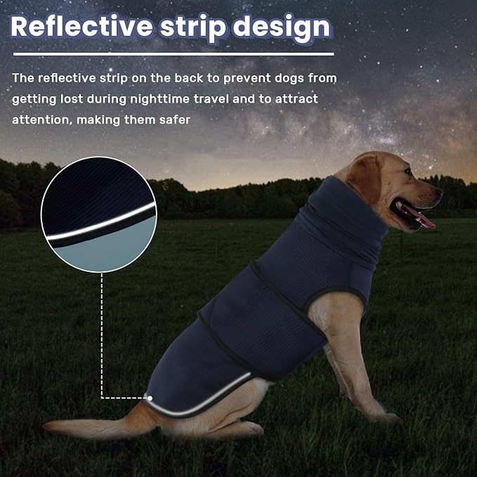 IDOMIK Dog Anxiety Calming Hoodie, Breathable Dog Jacket Vest for Thunderstorms, Fireworks, Vet Visits, Separation, Noise Block & Ear Protection Recovery, Blue, S