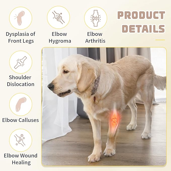 Dog Elbow Protector for Pets Elbow Dysplasia - Offers Elbow Support, Reflective Pet Recovery Suit Taper Collar Alternative, Helps Wound Healing, Prevents Licking, XXL