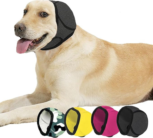BAMY Swimming Waterproof Dog Ear Caps, Calming Large Dog Ears Cover, Pet Shower Muffs for Ear Protection for Bath for Grooming (Gray, M (Head Circumference 14"-19"))