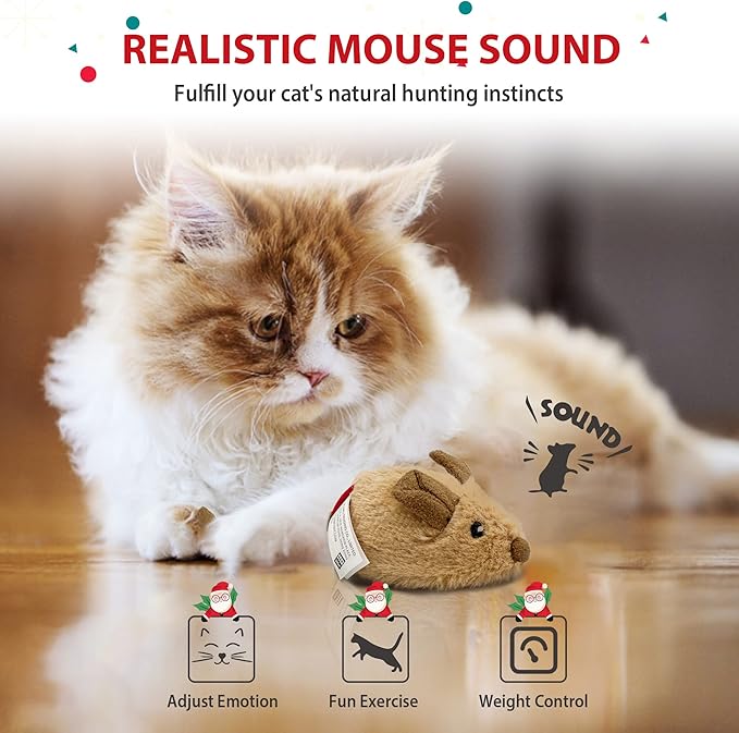 Gigwi Automatic Moving Mouse and Flapping Bird Cat Toy Big Size, 2 Pack