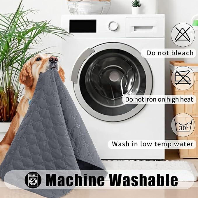 Smiry Waterproof Dog Bed Cover Blanket, Soft Reversible Pet Blanket, Washable Leakproof Cats Dogs Couch Cover for Sofa, Couch, Furniture, Plaid (30x70 Inch, Grey/Dark Grey)