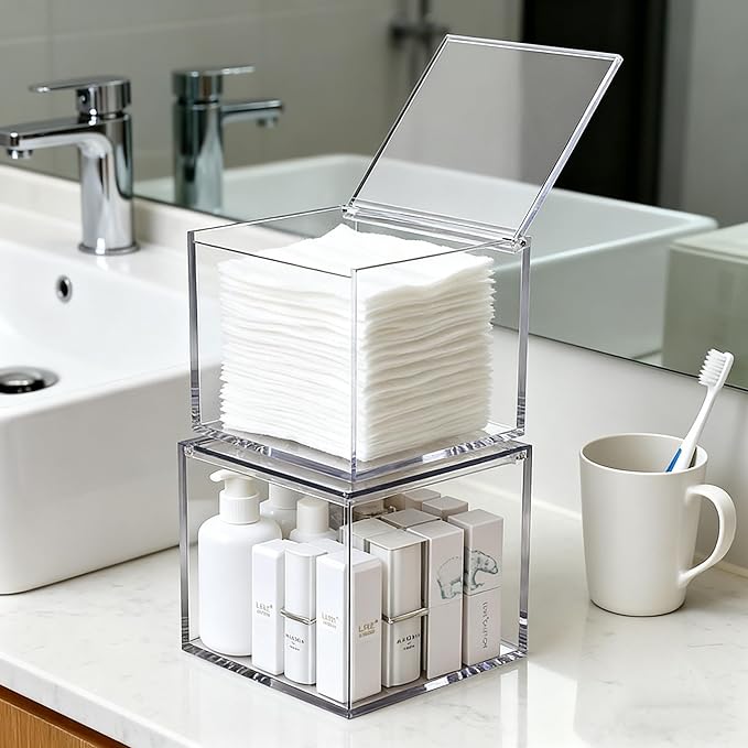 Acrylic Hinge Lid Box Clear Storage Box with Lid, Transparent Keepsake Box for Storage Wedding Card, Trinkets, Photo and More, Cute Acrylic Box for Women and Girl