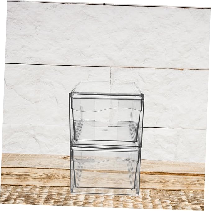 OUNONA 2pcs Stackable Makeup Organizer Removable Acrylic Cosmetic Storage Box for Efficient Desktop and Bathroom Organization