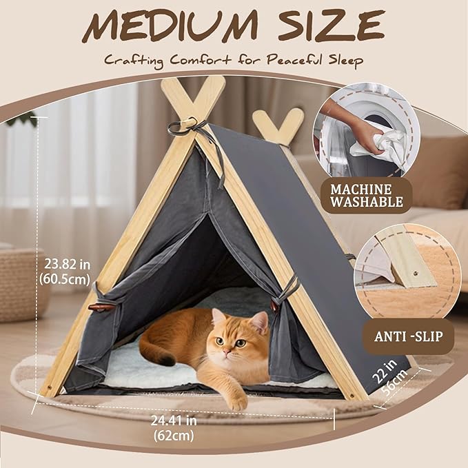 Cat Tent Multifunctional Dog Tent Washable & Portable Pet House for Indoor & Outdoor Use - Perfect for Cats & Small Dogs (Wheat Grain Color, Wheat Grain Color)