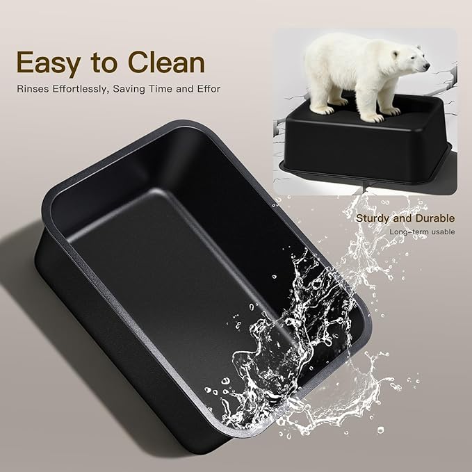 Stainless Steel Cat Litter Box - Large Metal High Sided Litter Pan, Non-Stick & Odor-Free, Easy to Clean, Anti-Leakage Pet Toilet for Cats/Kittens/Rabbits（17.7" L x 13.8" W x 6" H）