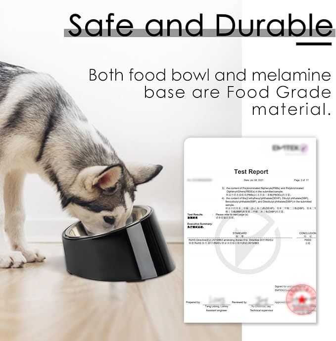 SuperDesign Mess Free 15° Slanted Bowl for Dogs and Cats, Tilted Angle Bulldog Bowl Dog Feeder, Non-Skid & Non-Spill, Easier to Reach Food L/2 Cup Dark Black