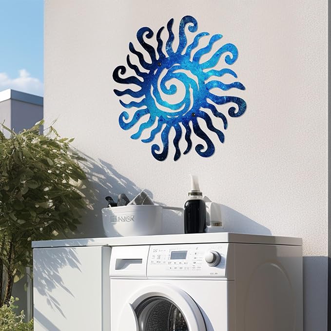 KOYILTD Unique Sun Metal Wall Art Outdoor Decor or Indoor Decor Multicolor and Rust Proof Wall Sculpture Farmhouse Metal Decorative Wall Art for Bedroom Living Room Garden Patio Pool (12 in, Sun B)