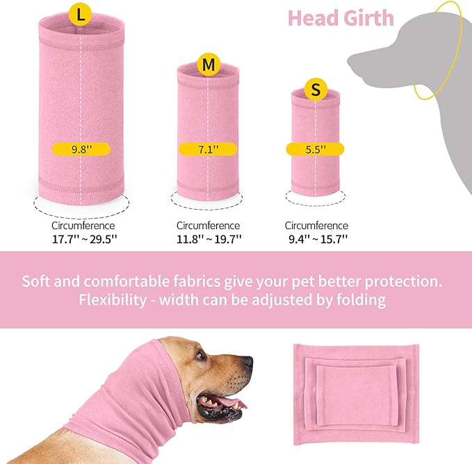 Nanaki Dog Calming Hoodie Ear Wraps for Dogs, Fireworks Ear Protection Head Muffs Doggy Warp Anxiety Relief, Doggy Hematoma Wrap, Pet Head Cover for Grooming and Force Drying Bathing Pet Protector