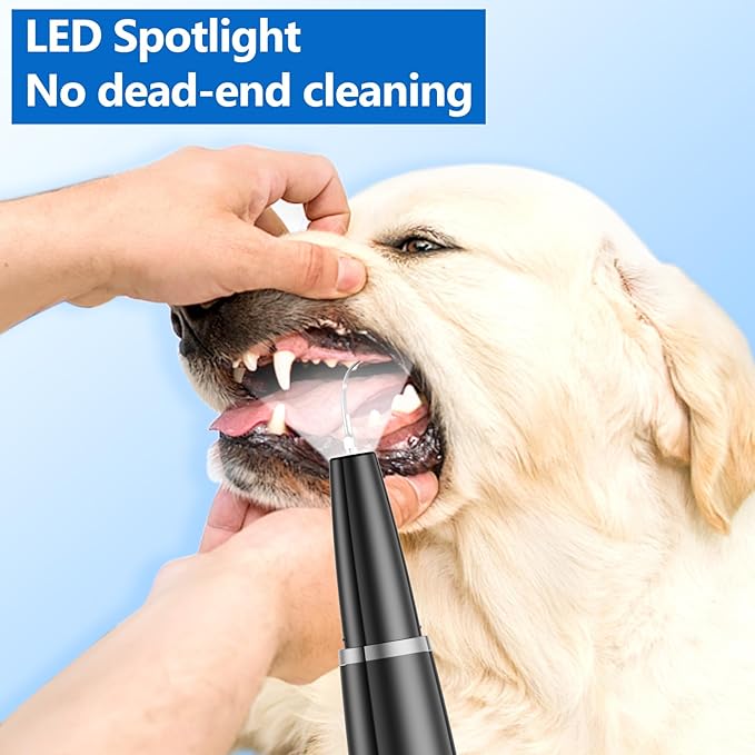 Dog Plaque Remover for Teeth,Pet Ultrasonic Tooth Cleaner,Teeth Cleaning Kit -Tartar Remover for Teeth Stains for Dogs and Cats (Black)