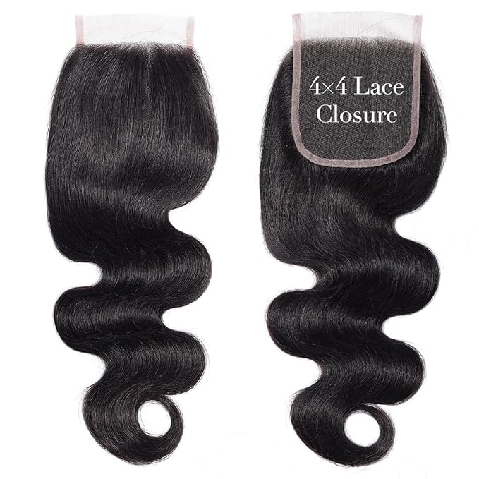 Selina Hair 4x4 Lace Closure Body Wave Human Hair Free Part Brazilian Virgin Hair Lace Frontal Human Hair Natural Black Color 20 Inch