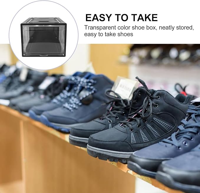 Cabilock Stackable Large Shoe Storage Box with Reinforced Opening Slot Transparent Acrylic Display Case for Household Sneaker Organizer Practical Container for Closet and Home
