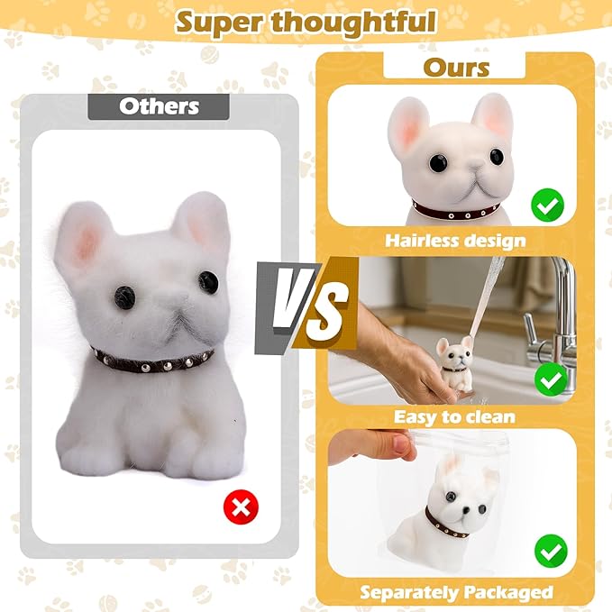 Pure White Taba Squishy Dog,Ultra-Soft and Stress Relief Tada Squishies Toys for Hairless,Small Cute Dog Taba Squishy Kit for Sensory Play,Animals Stress-Relief Toys for Kids and Adults
