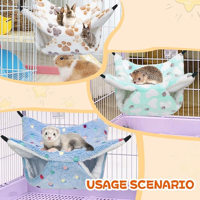 3 Pcs Guinea Pig Hammock, Rat Ferret Hanging Hammock Guinea Pig Accessories for Small Animals Chinchilla Hamster Parrot Sugar Glider Ferret Squirrel (11"×11")
