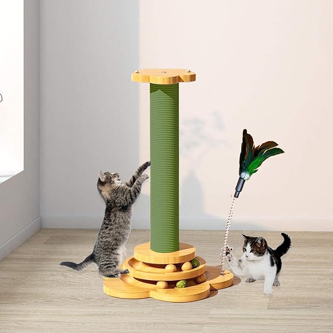 4 Pcs Cat Scratching Posts Replacement,15.7"x3.1''Natural Sisal Cat Tree Post Replace Parts for Indoor Cats Tower Repair Scratch Refill Poles with M8 Screws for Kitten Spare Furniture Accessories
