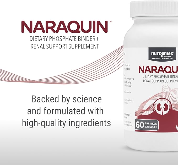 Nutramax Laboratories NARAQUIN™ Dietary Phosphate Binder + Renal Support Supplement for Cats & Dogs,60 Count (Pack of 2)