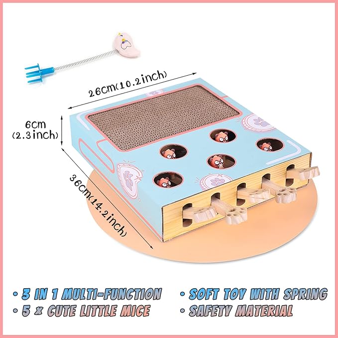 Enrichment Toys for Indoor Cats with cat Scratching pad, Cat Cardboard Box to Make Lots of Fun, cat Interactive Toy to Relieve Boredom and Train IQ