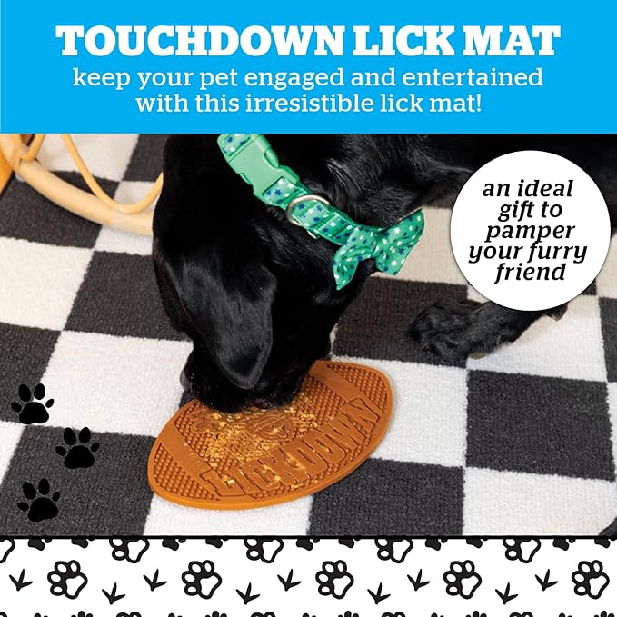BigMouth Football Silicone Lick Mat for Dogs and Cats, Slow Feeder Enrichment Pad, Dishwasher Safe Anxiety Relief Toy